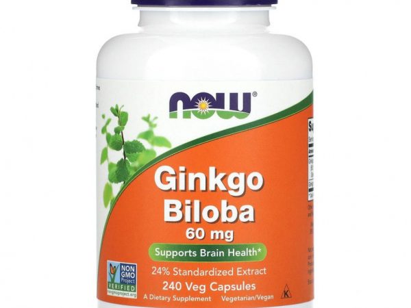 NOW Foods, Гинкго билоба, 60 мг, 240 растительных капсул