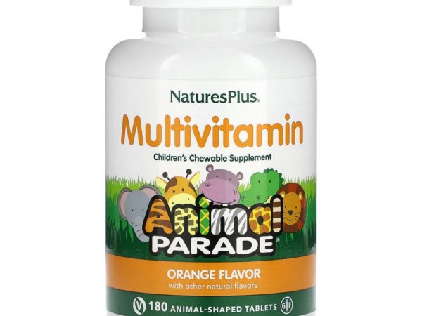 NaturesPlus, Source of Life, Animal Parade, детская жевательная добавка с мультивитаминами и микроэлементами, натуральный апельсин, 180 жевательных таблеток в виде фигурок животных