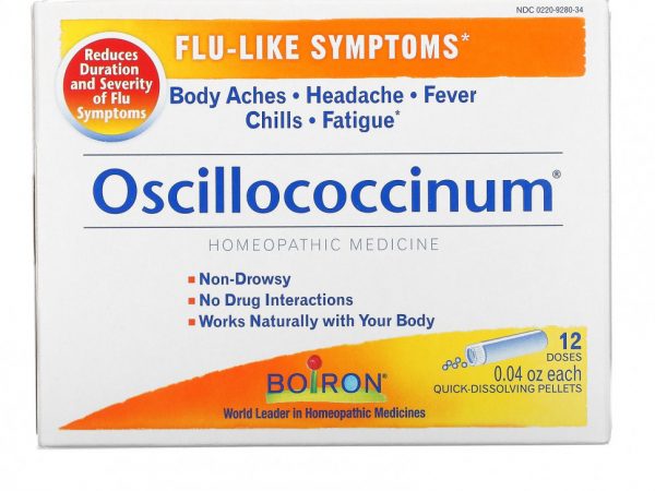 Boiron, Oscillococcinum, средство для облегчения симптомов гриппа, 12 быстрорастворимых гранул по 1,13 г (0,04 унции)