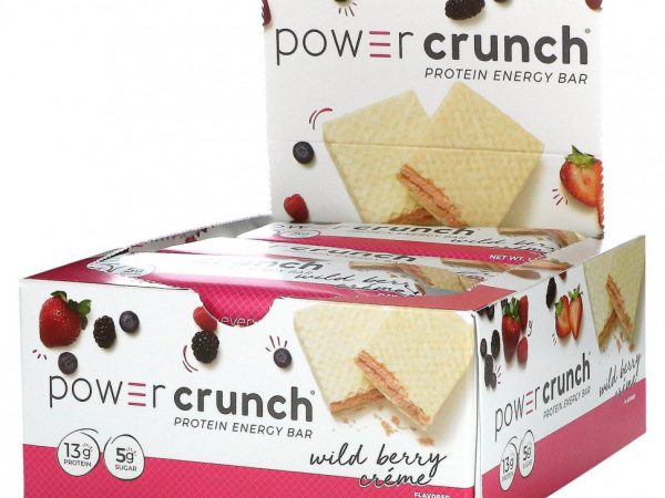 BNRG, Power Crunch, протеиновый энергетический батончик, крем с лесными ягодами, 12 батончиков, 40 г (1,4 унции) каждый