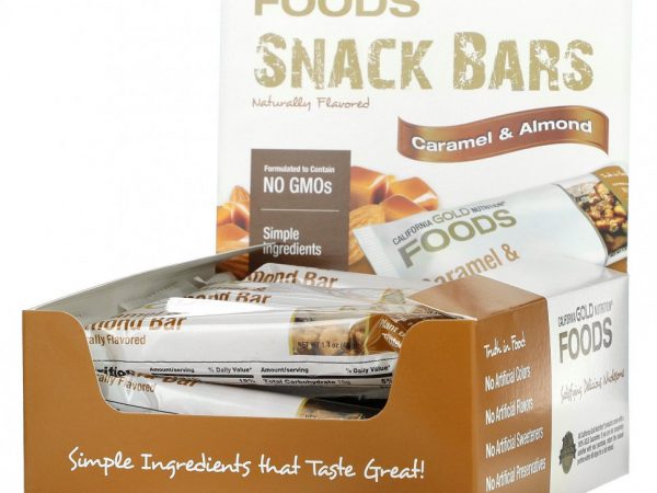 California Gold Nutrition, Батончики с карамелью и миндалем, 12 батончиков, 40 г (1,4 унции) каждый