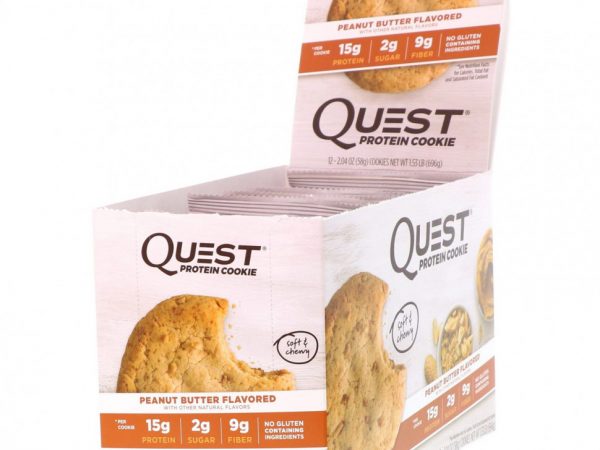 Quest Nutrition, Печенье Protein Cookie с арахисовым маслом, 12 штук, 2,04 унции (58 г)