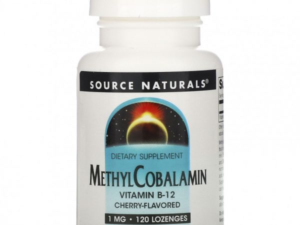 Source Naturals, витамин B12 в виде метилкобаламина, со вкусом вишни, 1 мг, 120 леденцов