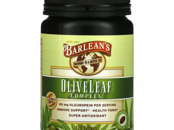Barlean's, Комплекс оливковых листьев, 120 мягких таблеток