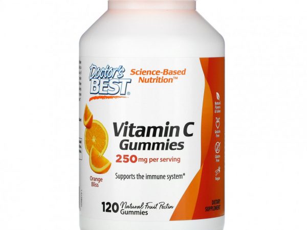 Doctor's Best, жевательные таблетки с витамином C, с апельсиновым вкусом, 125 мг, 120 жевательных таблеток