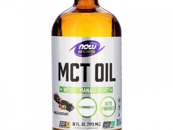 NOW Foods, Sports, масло среднецепочечных триглицеридов, ваниль и лесной орех, 473 мл (16 жидк. Унций)