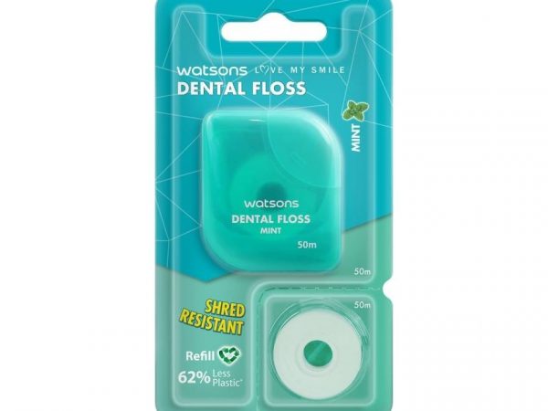 Watsons Mint Dental Floss 50m + Refill 50m.