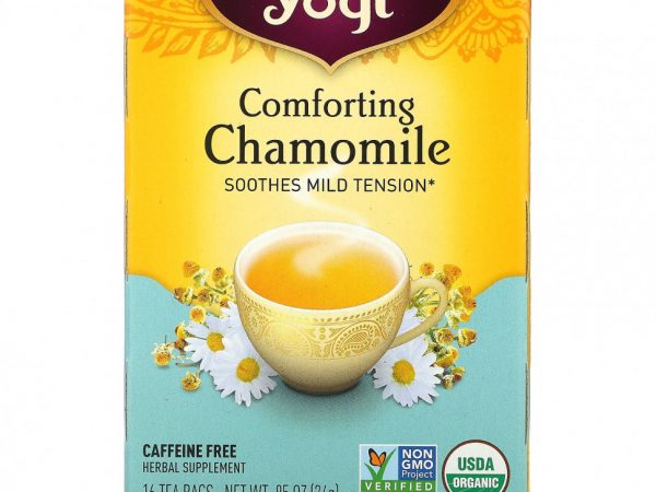 Yogi Tea, успокаивающая ромашка, без кофеина, 16 чайных пакетиков, 24 г (0,85 унции)