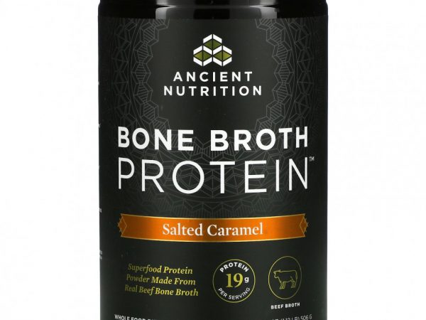 Dr. Axe / Ancient Nutrition, Bone Broth Protein, Salted Caramel, 1.18 lb (540 g)