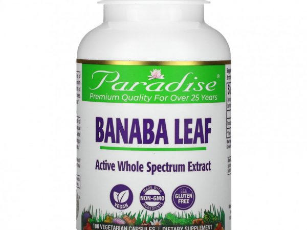Paradise Herbs, Banaba Leaf, 180 вегетарианских капсул