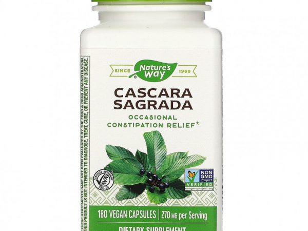 Nature's Way, каскара, 270 мг, 180 веганских капсул