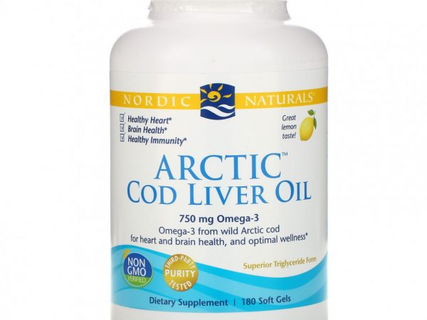 Nordic Naturals, жир печени арктической трески, со вкусом лимона, 250 мг, 180 мягких таблеток