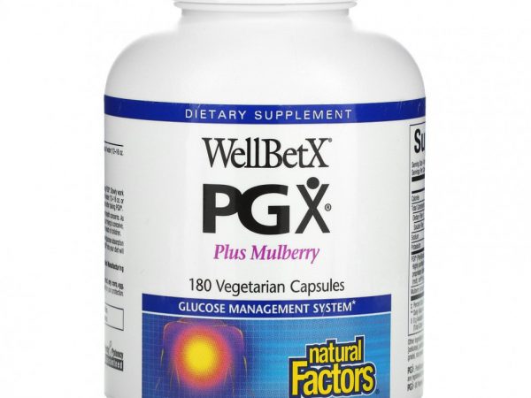Natural Factors, WellBetX PGX, с шелковицей, 180 растительных капсул