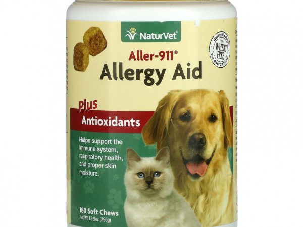 NaturVet, Aller-911, средство от аллергии с антиоксидантами, 180 жевательных таблеток, 396 г (13,9 унции)