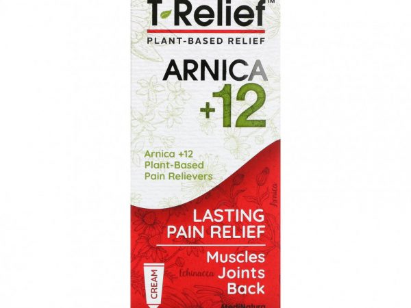 MediNatura, T-Relief, арника + 12 ингредиентов, успокаивающий крем на растительной основе, 57 г (2 унции)