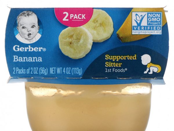 Gerber, банан, 2 баночки по 56 г (2 унции)