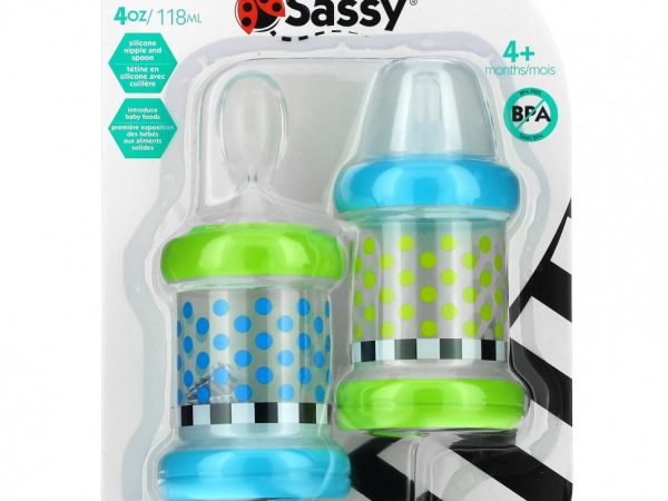 Sassy, Кормушка для детского питания, для детей от 4 месяцев, 2 упаковки по 118 мл (4 унции)