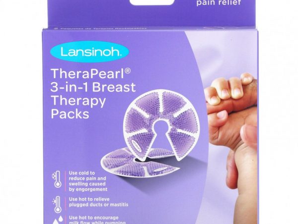Lansinoh, TheraPearl, средство для груди 3 в 1 в период грудного вскармливания, 2 многоразовых гелевых патча