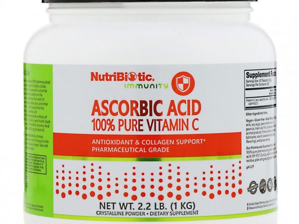 NutriBiotic, Immunity, аскорбиновая кислота, 100% чистый витамин C, кристаллический порошок, 1 кг (2,2 фунта)