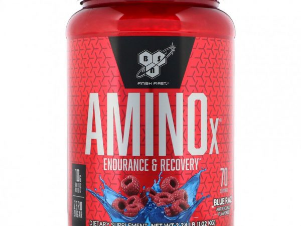 BSN, AminoX, выносливость и восстановление, со вкусом синей малины, 1,01 кг (2,24 фунта)