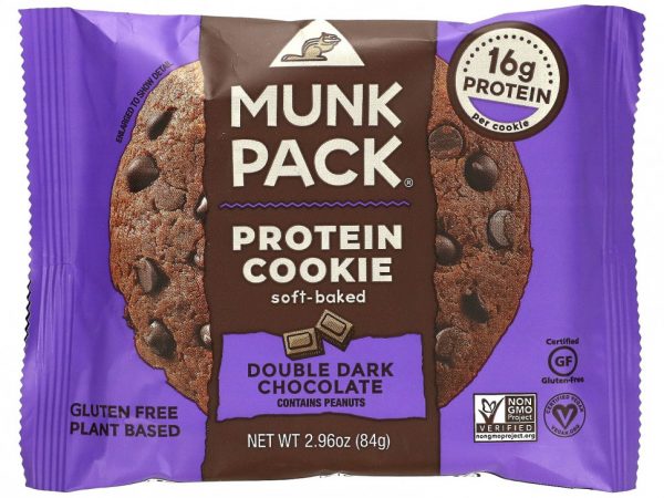 Munk Pack, Протеиновое печенье, мягкая выпечка, двойной темный шоколад, 84 г (2,96 унции)