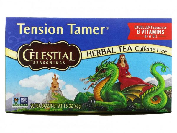 Celestial Seasonings, Травяной чай, устранение напряжения, без кофеина, 20 чайных пакетиков, 1.5 унций (43 г)