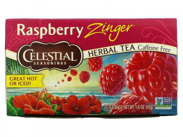 Celestial Seasonings, травяной чай, со вкусом пикантной малины, без кофеина, 20 чайных пакетиков, 45 г (1,6 унции)