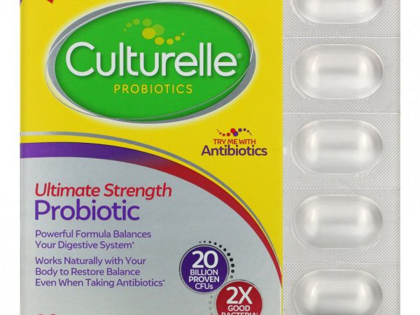 Culturelle, пробиотики, повышенная эффективность, 20 миллиардов КОЕ, 20 вегетарианских капсул для приема один раз в день