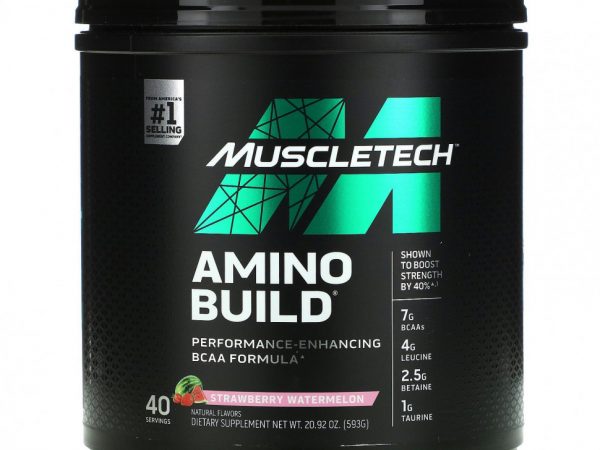 Muscletech, Amino Build, аминокислоты, клубника и арбуз, 593 г (20,92 унции)