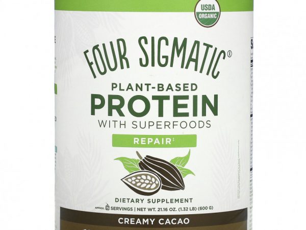 Four Sigmatic, Растительный протеин с суперфудами, сливочное какао, 600 г (21,16 унции)