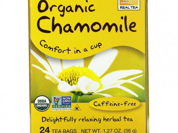 NOW Foods, Real Tea, органический чай, ромашка, без кофеина, 24 чайных пакетика, по 1,5 г