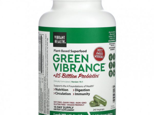 Vibrant Health, Green Vibrance, версия 19.0, 240 растительных капсул