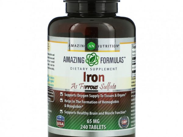 Amazing Nutrition, Железо в виде сульфата железа, 65 мг, 240 таблеток
