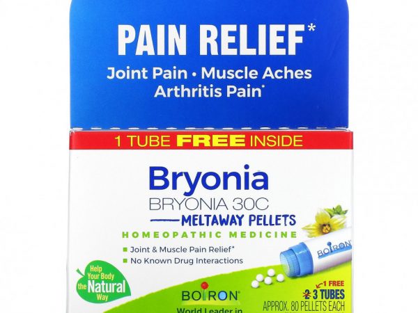 Boiron, Bryonia, Обезболивающее, гранулы Meltaway, 30C, 3 тюбика, 80 гранул в каждой