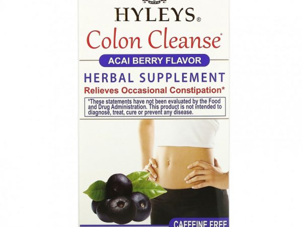 Hyleys Tea, Colon Cleanse, ягоды асаи, без кофеина, 25 чайных пакетиков в фольгированной упаковке, по 1,5 г (0,05 унции)