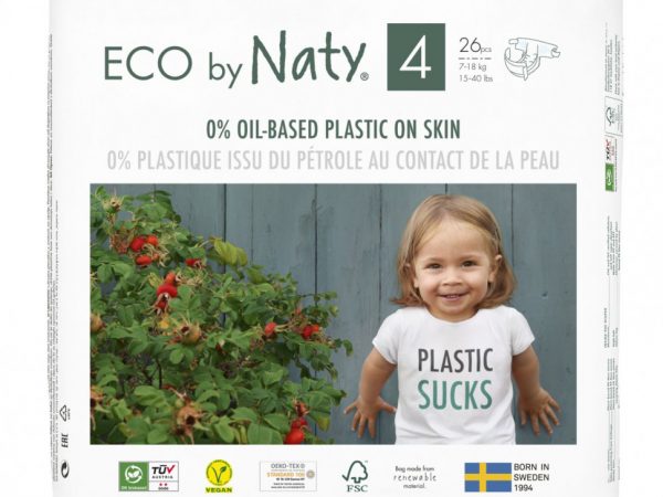 Naty, Подгузники для чувствительной кожи, размер 4, 15-40 фунтов (7-18 кг), 26 подгузников