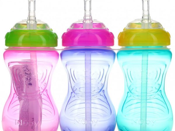 Nuby, No Spill FlexStraw Cups, 12+ M, Girl, 3 Pack, 10 oz (300 ml) Each