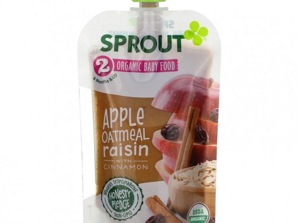 Sprout Organic, Детское питание, от 6 месяцев, яблочно-овсяный изюм с корицей, 99 г (3,5 унции)