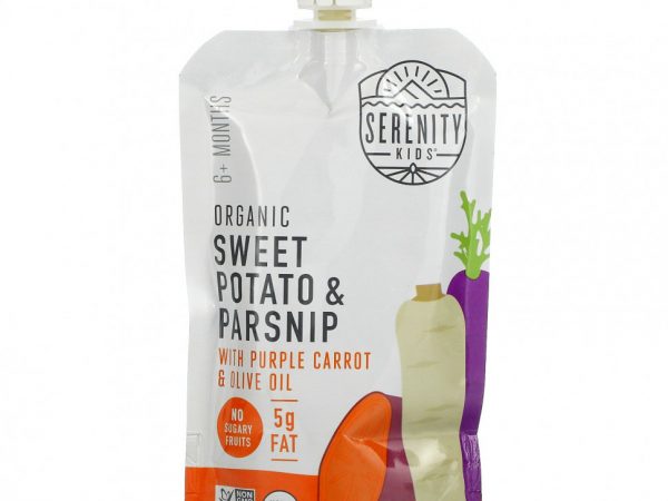 Serenity Kids, Органический батат и пастернак с фиолетовой морковью и оливковым маслом, от 6 месяцев, 99 г (3,5 унции)