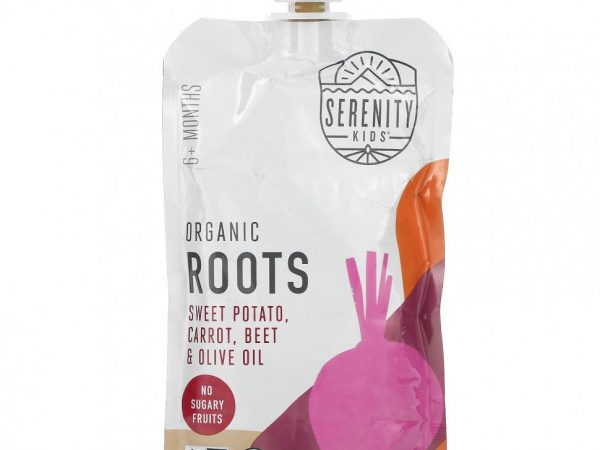 Serenity Kids, Органические корни, сладкий картофель, морковь, свекла и оливковое масло, от 6 месяцев, 3,5 унции (99 г)