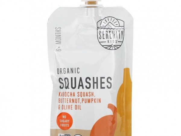 Serenity Kids, Organic Squashes with Kabocha Squash, Butternut, Pumpkin & Olive Oil, 6+ Months, 3.5 oz (99 g)