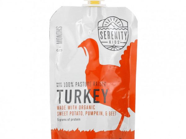 Serenity Kids, Индейка с органическим бататом, тыквой и свеклой, от 6 месяцев, 99 г (3,5 унции)