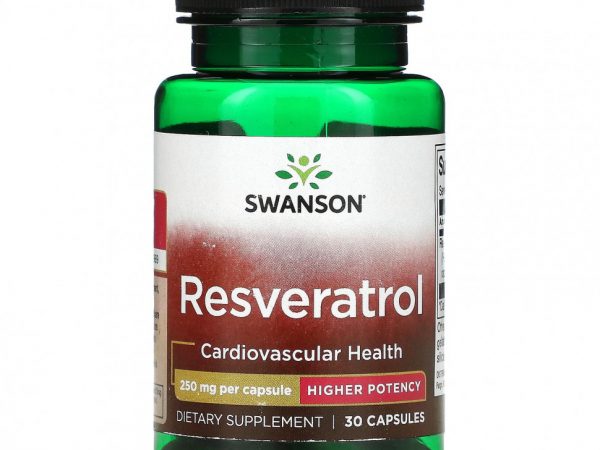 Swanson, Ресвератрол, высокая эффективность, 250 мг, 30 капсул
