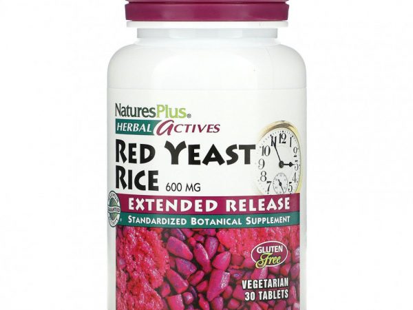 NaturesPlus, Herbal Actives, красный ферментированный рис, 600 мг, 30 вегетарианских таблеток