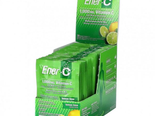 Ener-C, витамин C, смесь для приготовления мультивитаминного напитка со вкусом лайма и лимона, 1000 мг, 30 пакетиков, 9,56 г (0,3 унции) в каждом