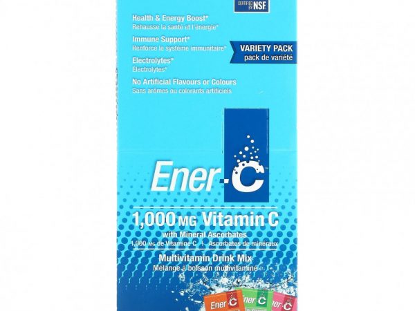 Ener-C, витамин C, смесь для приготовления мультивитаминного напитка, ассорти, 1000 мг, 30 пакетиков, 282,9 г (9,9 унции) в каждом