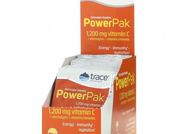 Trace Minerals ®, электролит для повышения выносливости, PowerPak, со вкусом мандарина, 30 пакетиков по 5 г (0,18 унции)