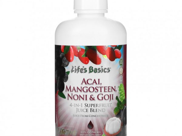 LifeTime Vitamins, Life's Basics, Смесь соков суперфруктов 4-в-1, асаи, гарциния, нони и годжи, 32 ж. унц.(946 мл)