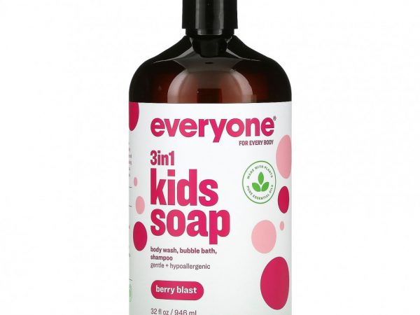 Everyone, Детское мыло 3 в 1, гель для душа, пена для ванны, шампунь, ягодный крем, 32 жидких унции (946 мл)