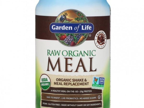 Garden of Life, сырая органическая закуска, органический заменитель коктейлей и пищи, какао с шоколадом, 1017 г (4 унции, 2 фунта)